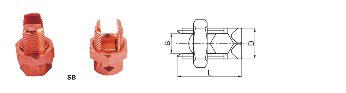 SB Cobre Latón Abrazadera de perno partido Línea de aleación de cobre Conector atornillado