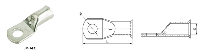 JGB Copper Tube Terminal Cable Lugs With Bell Mouth