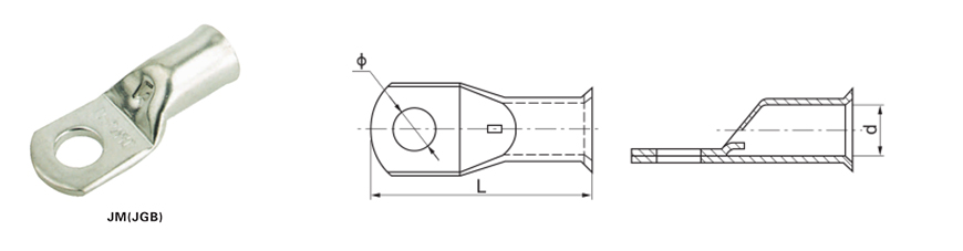 Terminales de cable de tubo de cobre JGB con boca de campana