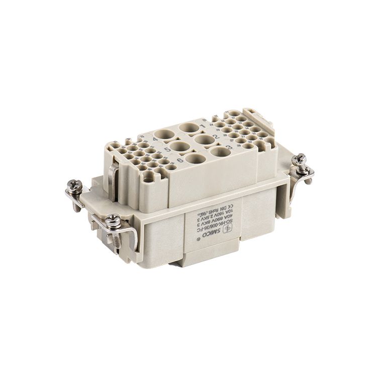 6 plus connecteur de fil résistant à 36 broches SO-HK-006/36-FC 40A / 10A avec inserts de borne à sertir 09380423101